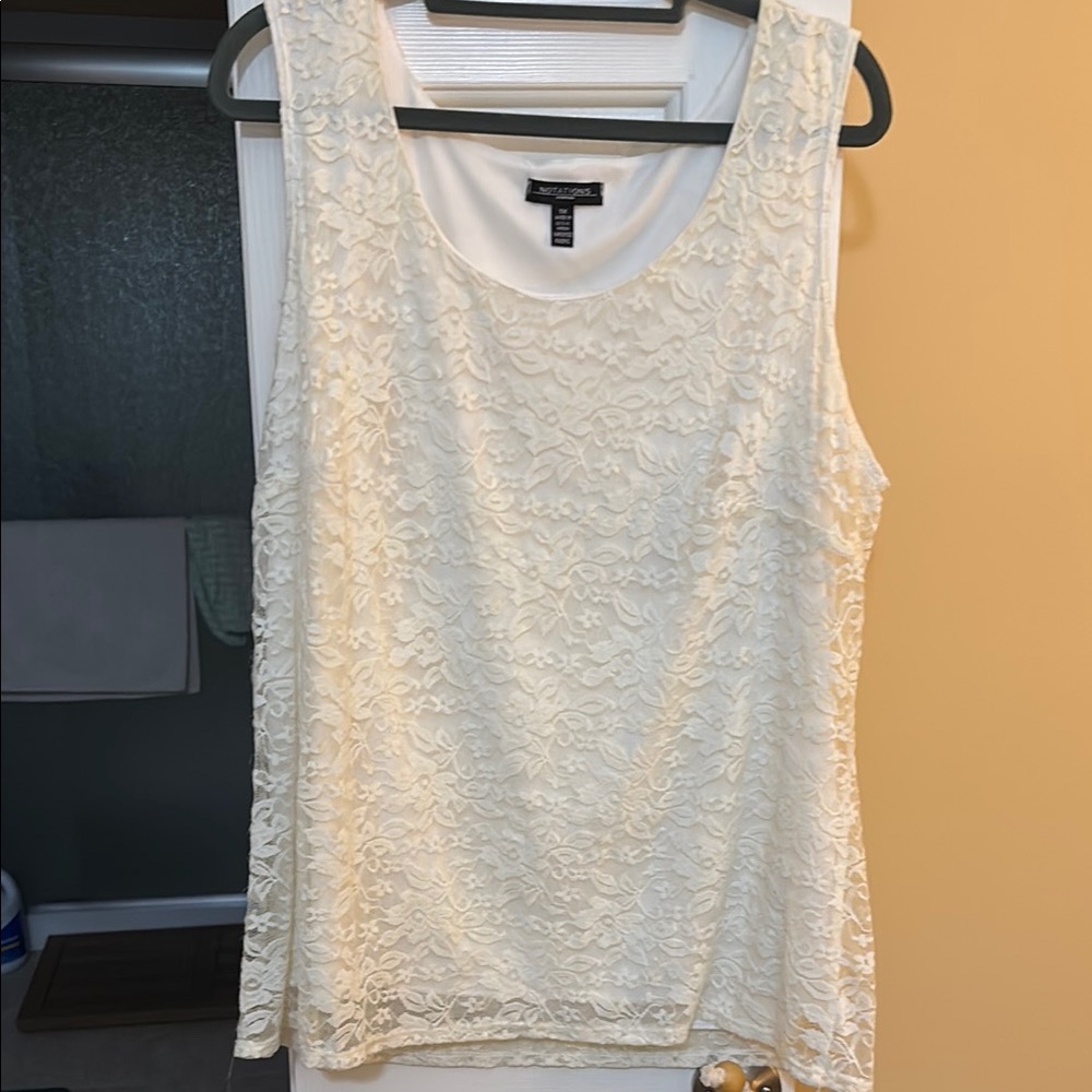Notations Cream Lace Tank Top